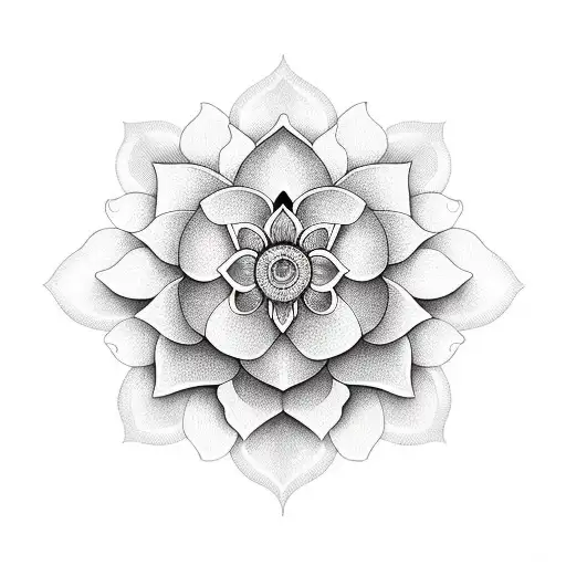 A Symmetrical Lotus Flower With A Geometric Seed Of Life Design All Around