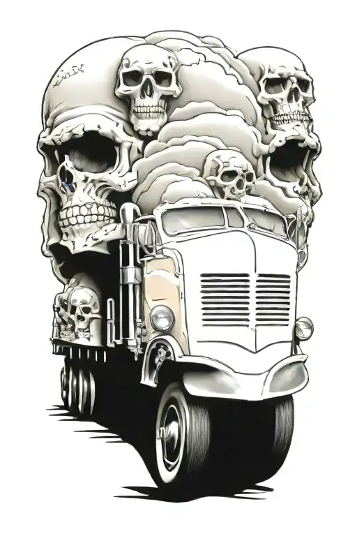 Hot Rod Train Travelling Across A Road Of Evil Skulls