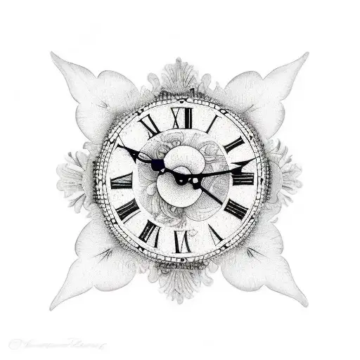 Vintage Clock With Butterfly And Orchid On Top