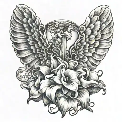 Angel Wings With Calla Lillie's And The Word Family