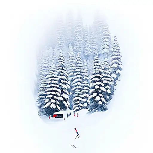 A Ski Resort With A Ski Lift Going Up The Mountain And A Snowboard Stuck In The Snow
