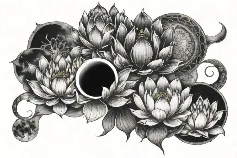 Lotus Flower Triple Moon Phases
