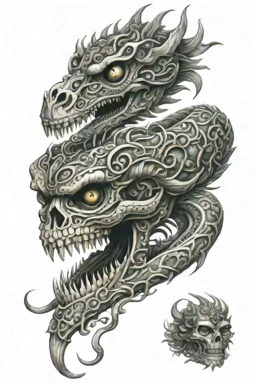 Mayan Quetzalcoatl Serpant Half Skellington