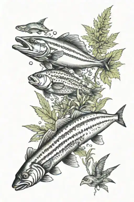 Wood And Ganja Weed And Fish Swimming