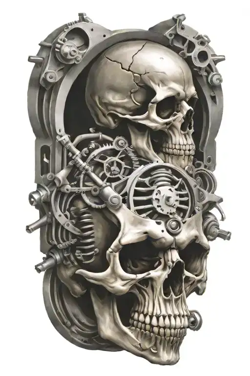 Evil Skull Surrounded By Engine Parts