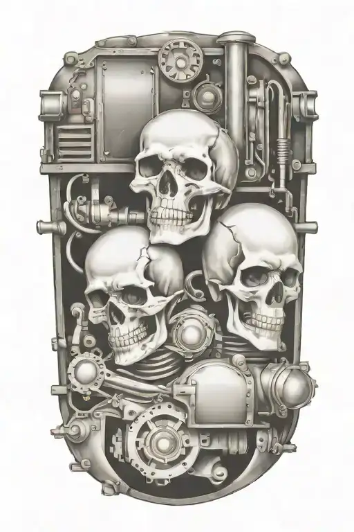 Railroad Train With Skulls And Engine Camshafts Harley Davidson Style