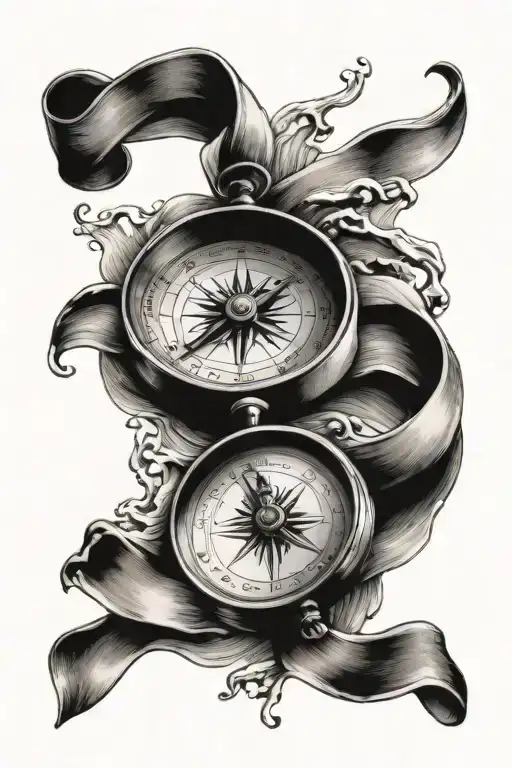 Pocket Compass With Waves