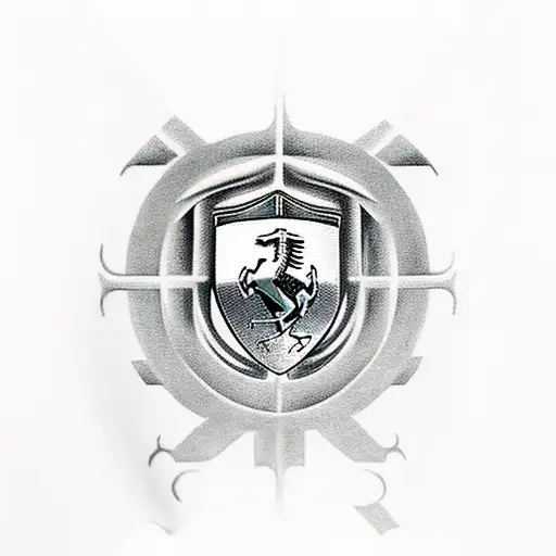 Ferrari Logo Horse Tatoo On Right Chest Of A Male Human