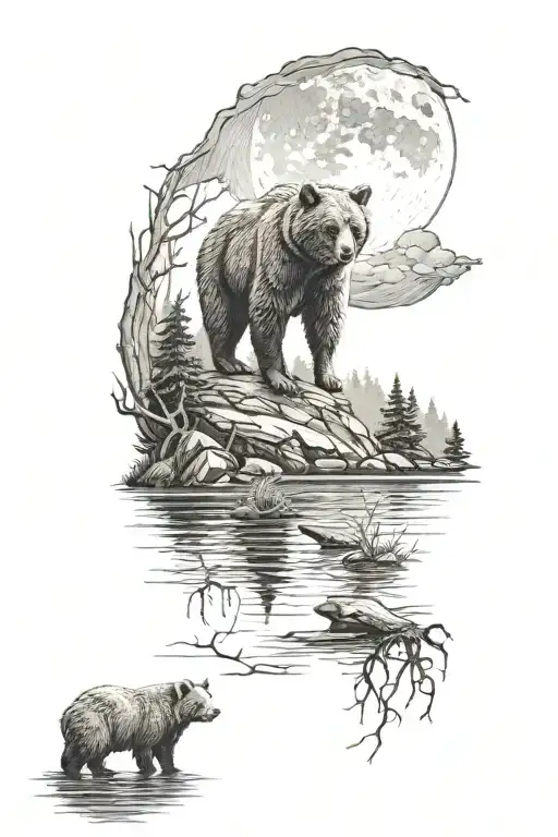 Lake Bear Woods Moon