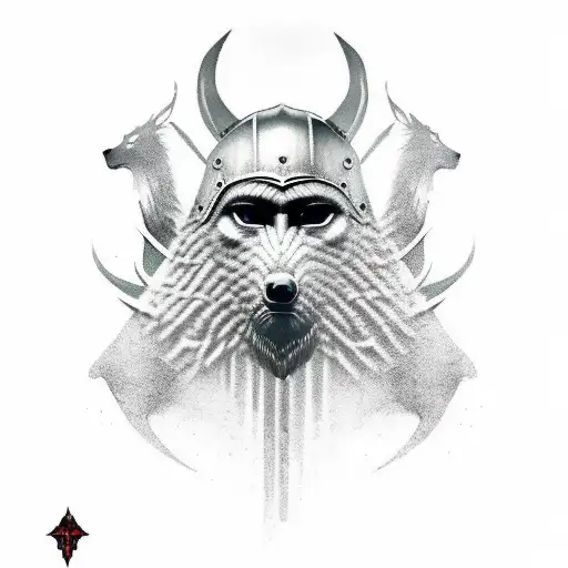Male Viking Warrior Wearing A Dead Wolfs Head Like A Hat