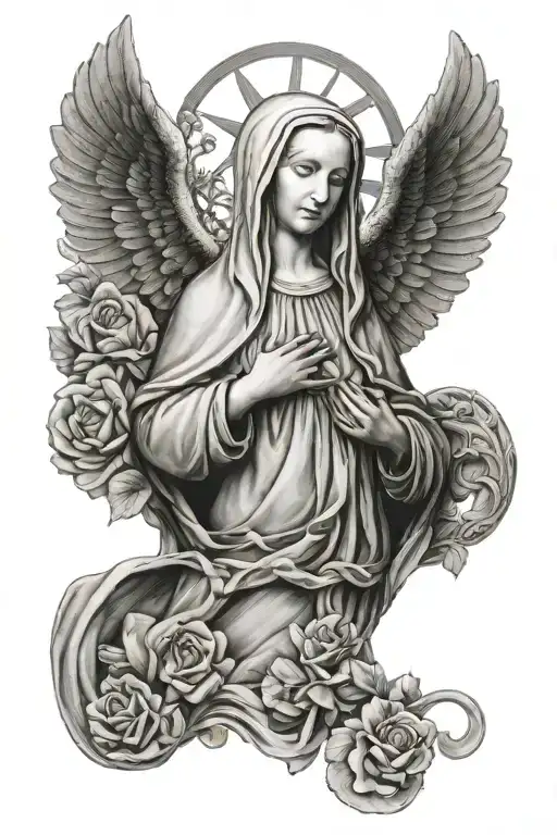 Virgin Mary Irish Style Design Featuring