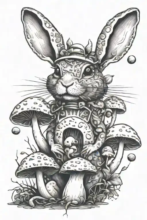 Trippy Rabbit Mushrooms Space