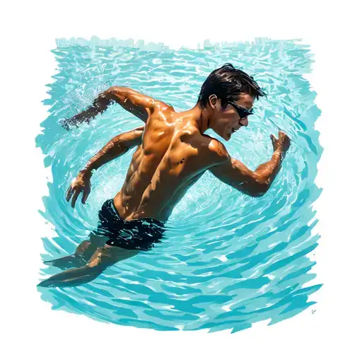 Swimmer In Pool Swimming Alongside