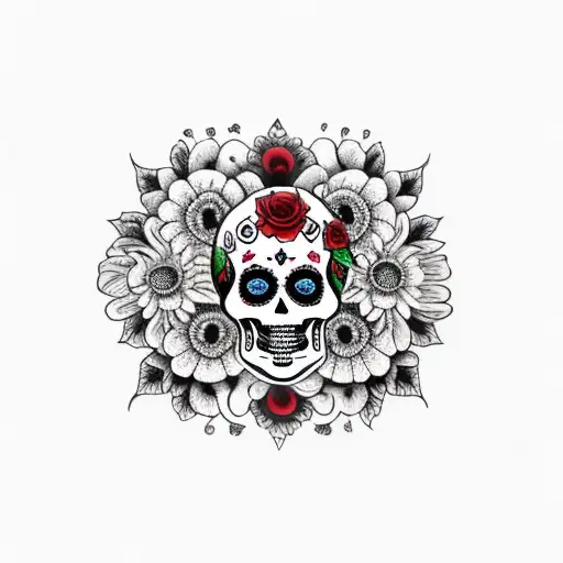 Los Muerto Black And Red With Flowers