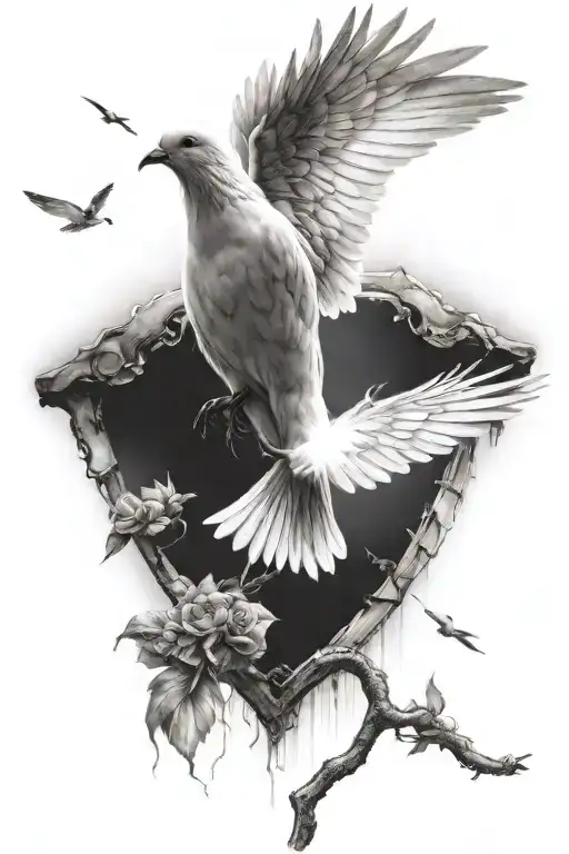 Dove And Beam Of Light With Date