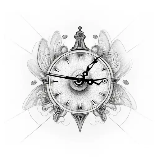 Clock With Crown And Butterflies