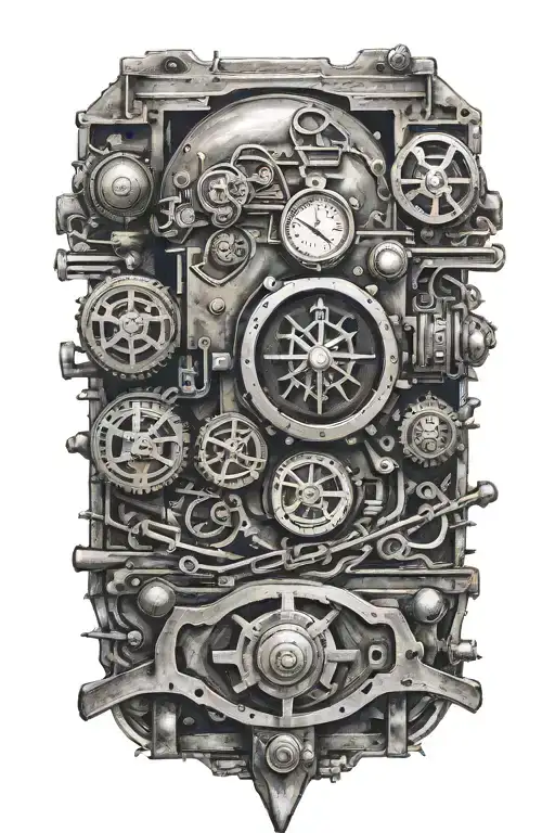 Train Tracks And A Small Compass With Skulls And Engine Camshafts Harley Davidson Style