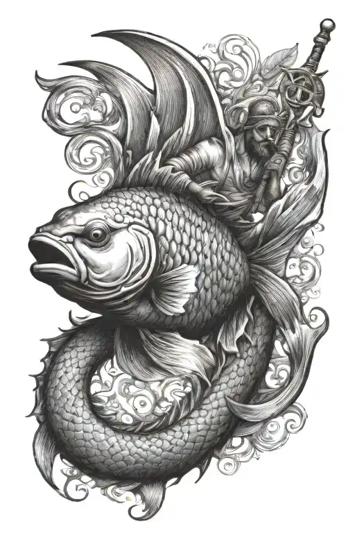 King Pandiyas Fish Symbol With The Man With Sword In Backside