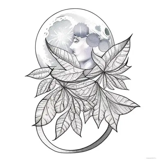 Moon With Leaves