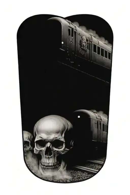 Train Travelling Through A Road Of Evil Skulls