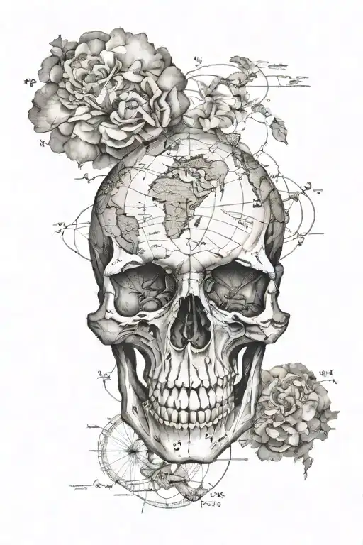 World Map In The Shape Of A Skull