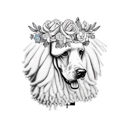 Standard Poodle Head With Flower Crown