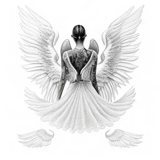 Angel With Wings Out With The Name Georgia Going Through The Bottom