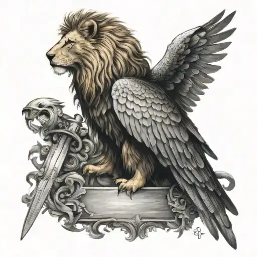 King Of Swords A Lion And Eagle Perched