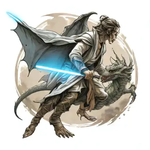 Jedi Fighting A Dragon