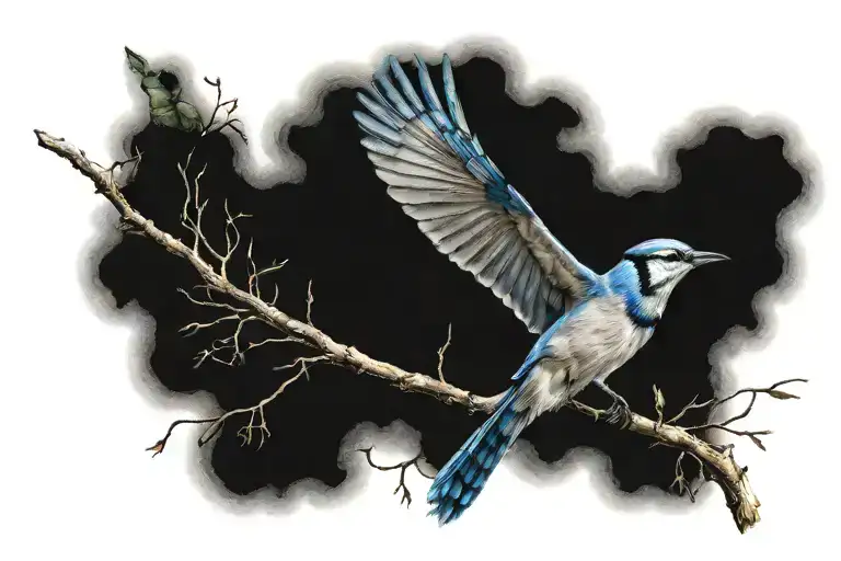 Blue Jay Bird Flying Away