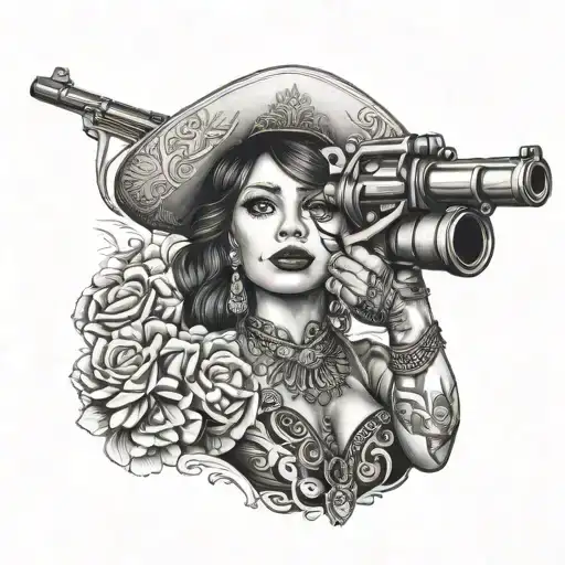 Mariachi Girl With Gun
