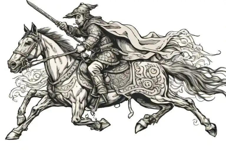 Mongol Soldier On Horse Galloping