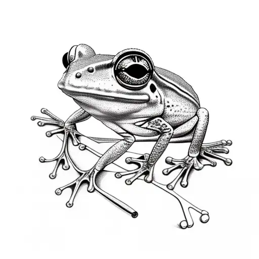 A Realistic Portrait Of A Coqui Frog Playing Guitar