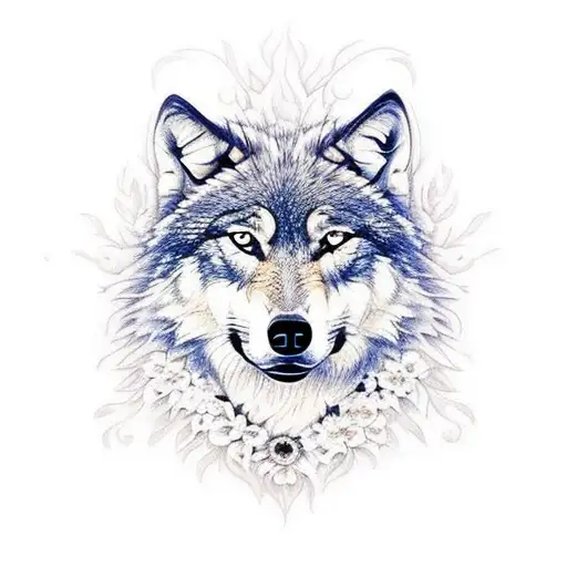 Wolf With Floral