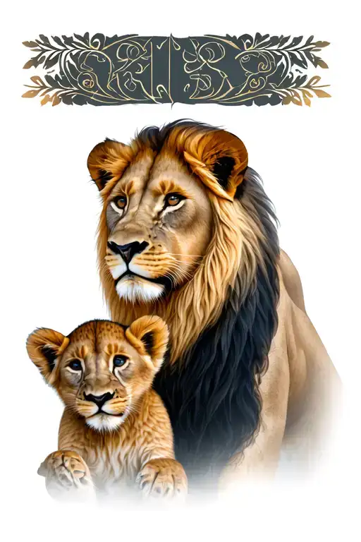 Mother Lion And One Cub