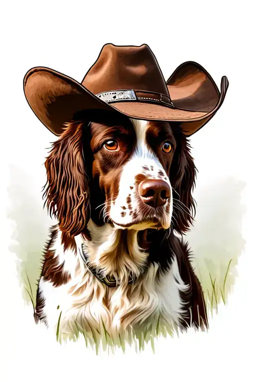 Springer Spaniel Dog With A Cowboy Hat