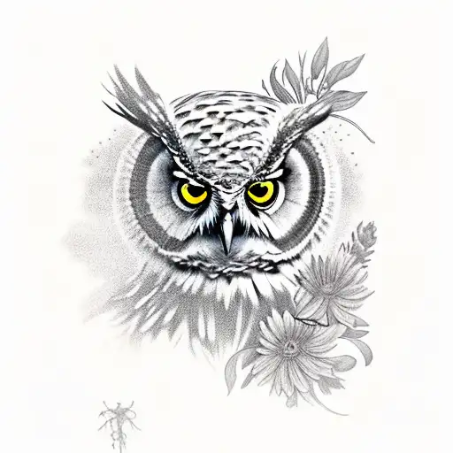 Owl With Wild Flowers