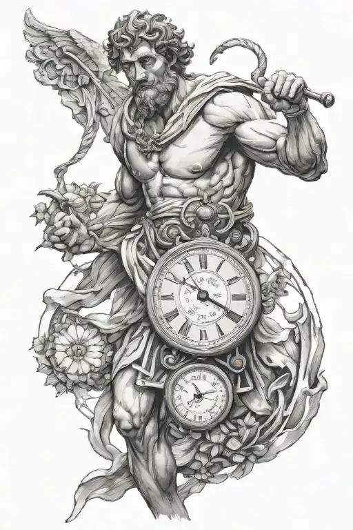 A Greek God Of Resilience Travelling Through Time And Space Holding A Stopwatch