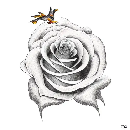 Flying Sparrow And A Rose