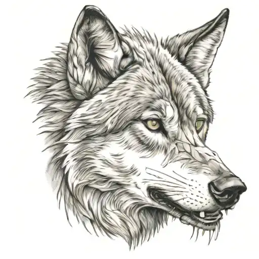 Wolf With Torn Spike In His Head Just Like Jesus Christ