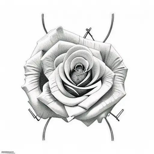 Rose And Butterflies And Barded Wire