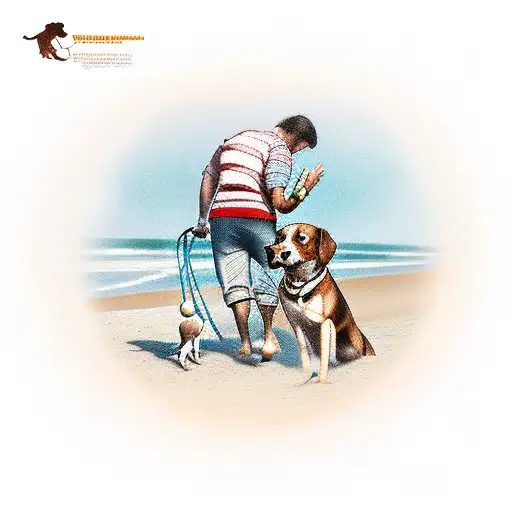 Human With Dog At The Beach