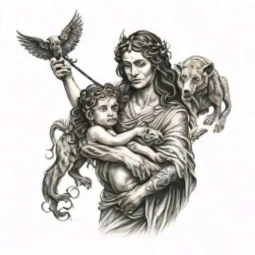 Hecate Holding Her Daughter To Protecting Her Children