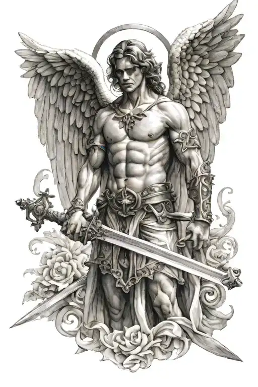 Realism Angel Holding A Sword