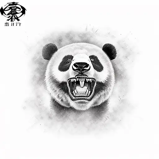 Angry And Bloody Roaring Panda Bear
