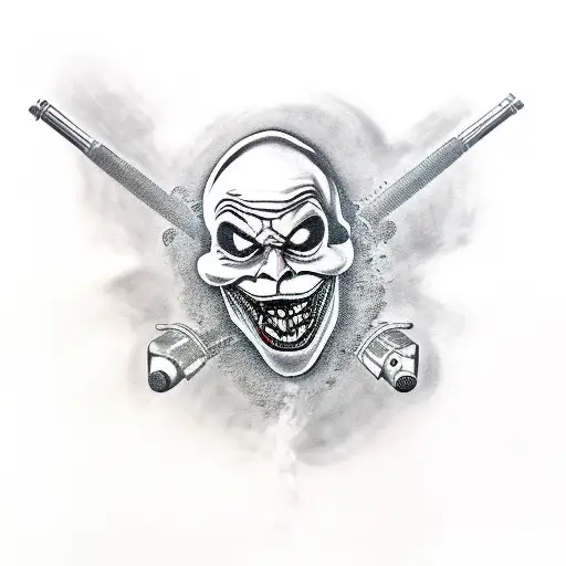 A Joker Skull Holding A Gun