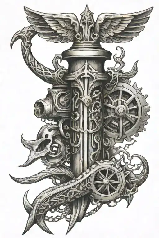 Throttle And Trident Symbol