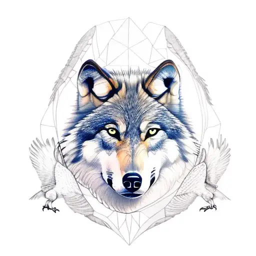 Wolf With Falcon