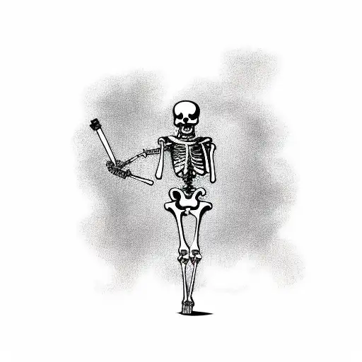 Skeleton Dancing Smoking Cigarette
