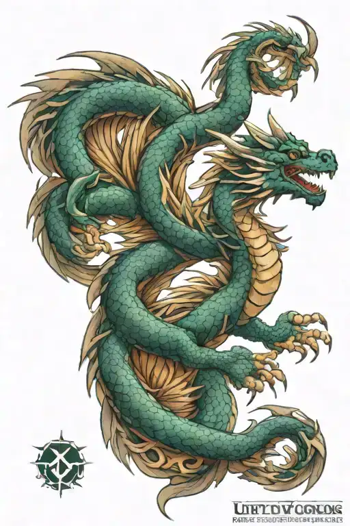 Dragon Polynesian Style Tattoo With Color